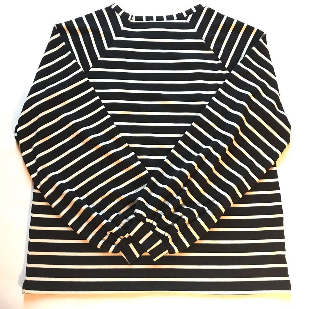 Anne Klein Balloon Sleeves Stripe Top Navy - Picture 9 of 11